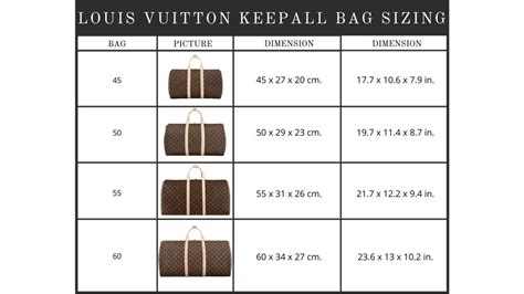 louis vuitton keepall size chart|louis vuitton carryall.